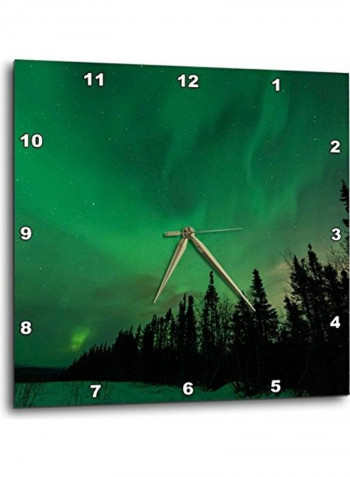 Forest Printed Analog Wall Clock Green/Black 13x13x0.1inch