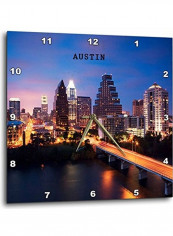 Austin Texas Themed Wall Clock Multicolour