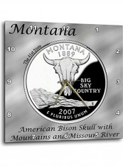 State Quarter Montana Printed Wall Clock Multicolour 10x10x0.1inch