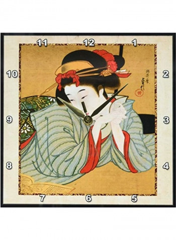 Japanese Portrait Painting Of Woman Themed Wall Clock Multicolour