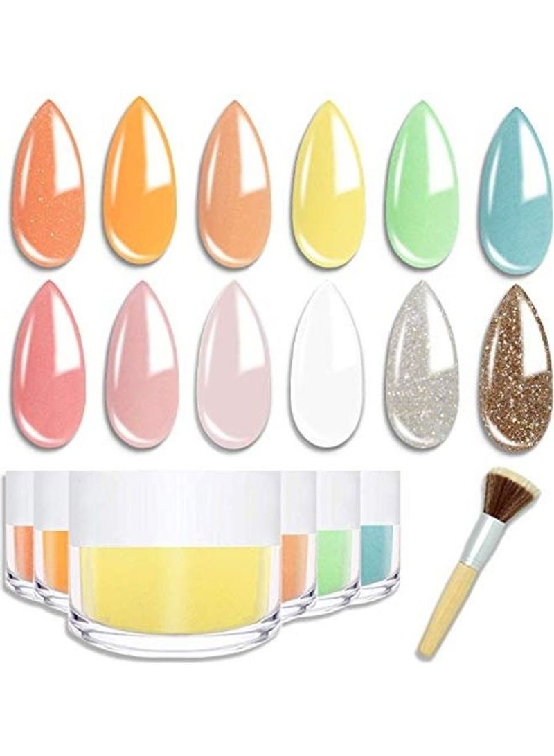 12-Pastel Colour Natural Dry Nail Art Multicolour