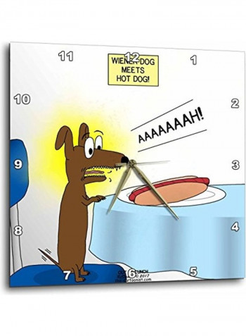 Hot Dog Printed Analog Wall Clock Multicolour 13x13x0.1inch