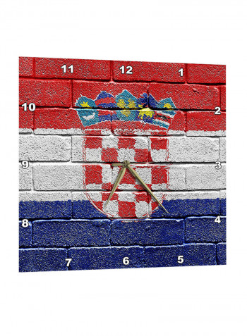 National Flag Of Croatia Painted Wall Clock Multicolour 15 x 15inch
