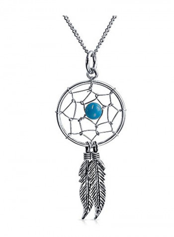 925 Sterling Silver Dream Catcher Feather Pendant