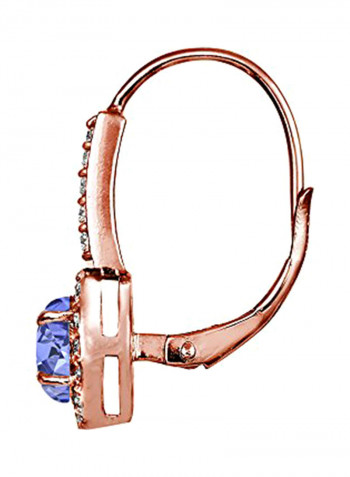 925 Sterling Silver Rose Gold Plated Tanzanite And Topaz Studded Earrings