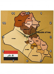 Political Map Of Iraq Flag Wall Clock Multicolour 13 x 13inch