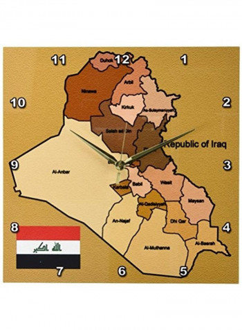 Political Map Of Iraq Flag Wall Clock Multicolour 13 x 13inch