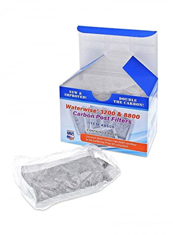 6-Piece Replacement Carbon Post Filter Bag White 3.1x3x4.8inch