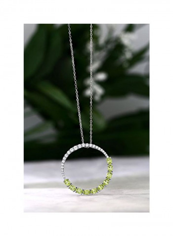 925 Sterling Silver 2.40 Ct Peridot Studded Pendant Necklace