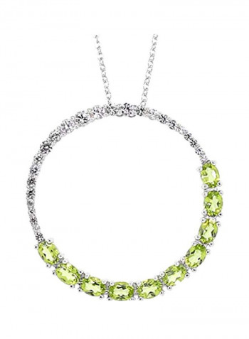925 Sterling Silver 2.40 Ct Peridot Studded Pendant Necklace