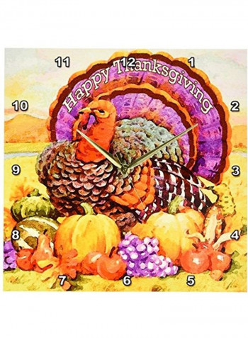 DPP 3206 2 Happy Thanksgiving Wall Clock Multicolour 13x13inch