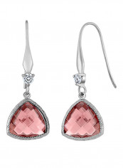 925 Sterling Silver Checkerboard Nano Morganite Dangle Earrings reviews 925 Sterling Silver Checkerboard Nano Morganite Dangle Earrings