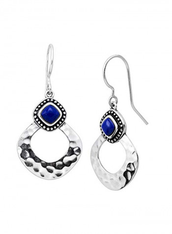 925 Sterling Silver Lapis Studded Dangle Earrings