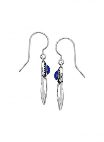 925 Sterling Silver Lapis Studded Dangle Earrings
