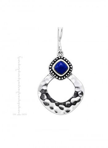 925 Sterling Silver Lapis Studded Dangle Earrings