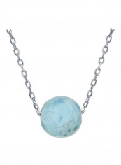 925 Sterling Silver Larimar Studded Pendant Necklace