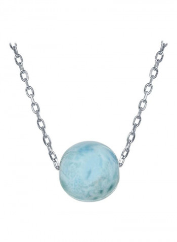 925 Sterling Silver Larimar Studded Pendant Necklace