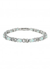 925 Sterling Silver Opal Accent Infinity Tennis Bracelet