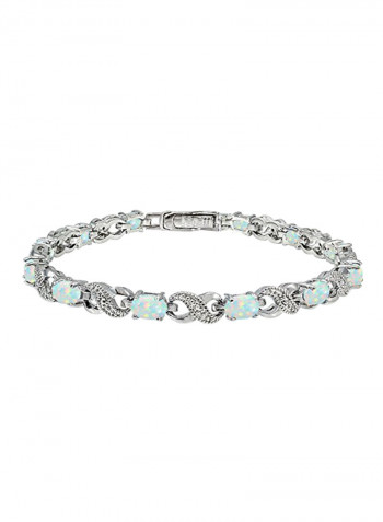925 Sterling Silver Opal Accent Infinity Tennis Bracelet