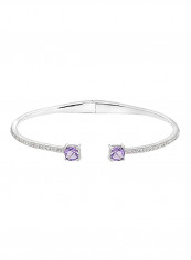 Amethyst And Sapphire Cut Dainty Cuff Sterling Silver Bracelet