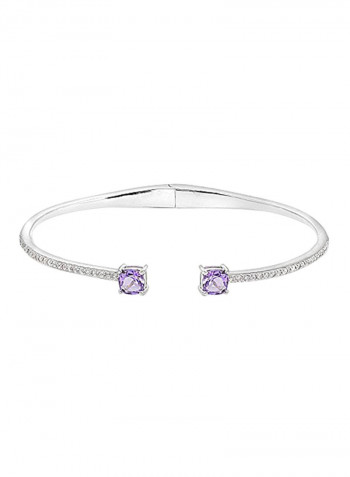 Amethyst And Sapphire Cut Dainty Cuff Sterling Silver Bracelet