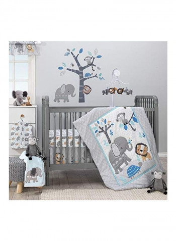3-Piece Jungle Fun Printed Crib Bedding Set