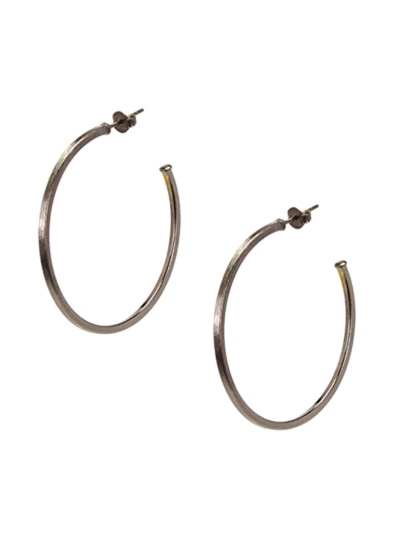 Silver Plated Gunmetal Hoop Earrings