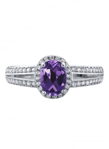 Gem Stone King Sterling Silver Purple Amethyst Women's Ring 0.95 cttw