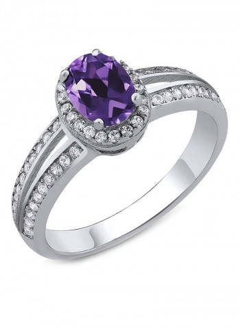 Gem Stone King Sterling Silver Purple Amethyst Women's Ring 0.95 cttw