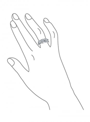 Set Of 2 925 Sterling Silver Cubic Zirconia Studded Wedding Rings