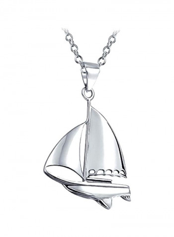 925 Sterling Silver Sailboat Shaped Pendant Necklace