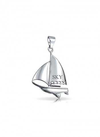 925 Sterling Silver Sailboat Shaped Pendant Necklace