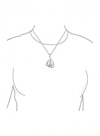 925 Sterling Silver Sailboat Shaped Pendant Necklace