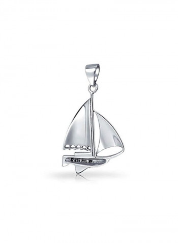 925 Sterling Silver Sailboat Shaped Pendant Necklace