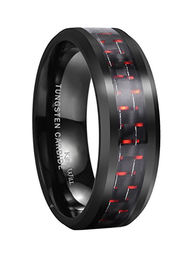 Tungsten Carbide Fibber Inlay Wedding Band Ring