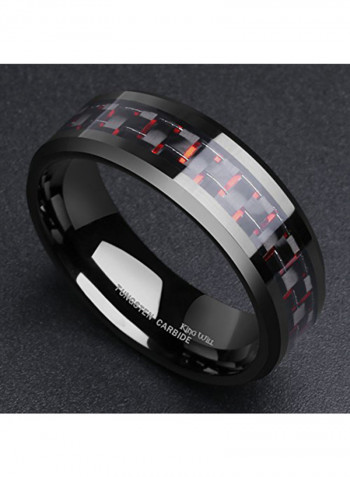 Tungsten Carbide Fibber Inlay Wedding Band Ring
