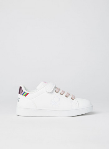 Kids Logo Embroidered Sneakers White/Lotus