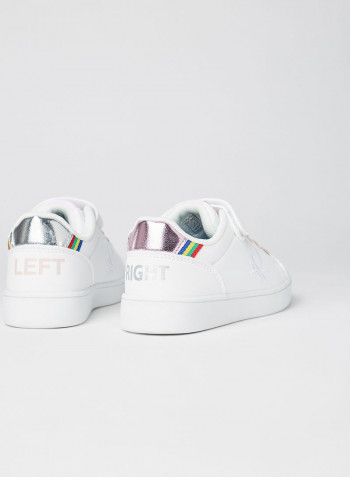 Kids Logo Embroidered Sneakers White/Lotus