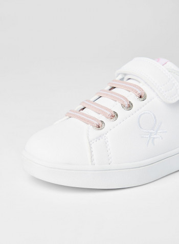 Kids Logo Embroidered Sneakers White/Lotus