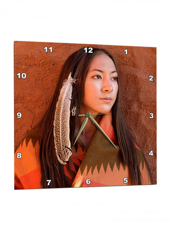 Mexico Cherokee Woman Printed Wall Clock Multicolour 15 x 15inch