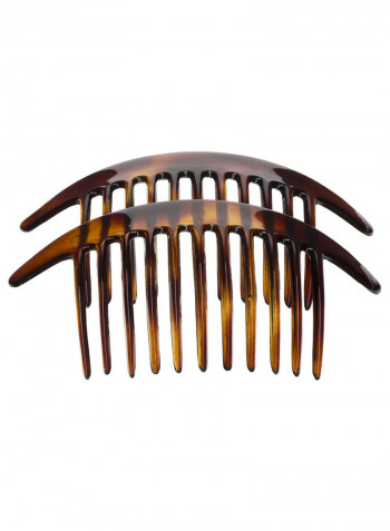 Pair Of Belle Interlocking Hair Comb Tortoise 3 x 5inch