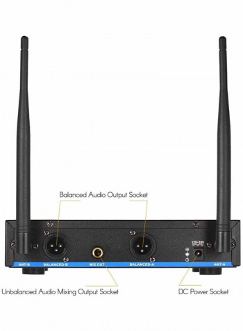 2-Piece KLV3 Wireless Handheld Microphone Set With Receiver For Karaoke MI2031 Silver/Black