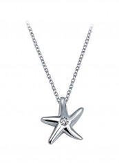 925 Sterling Silver Cubic Zirconia Studded Star Fish Design Pendant Necklace