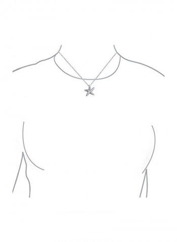 925 Sterling Silver Cubic Zirconia Studded Star Fish Design Pendant Necklace