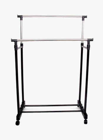 Double-Pole Telescopic Clothes Hanger With 30-Piece Clothes Pegs And Towel Rack Multicolour