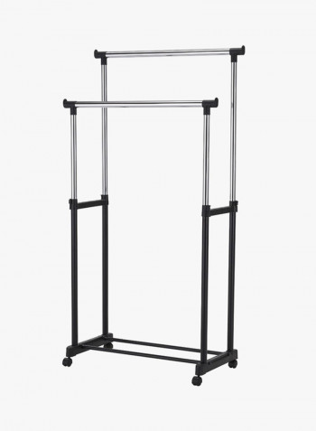 Double-Pole Telescopic Clothes Hanger With 30-Piece Clothes Pegs And Towel Rack Multicolour