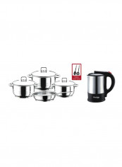 9-Piece Stainless Steel Cooking Set With Electric Kettle Silver/Black