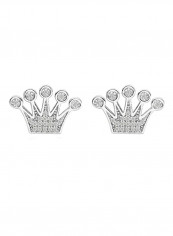 925 Sterling Silver Elegant Crown Daily Stud Earrings