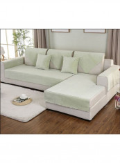 Anti-Slip Solid Pattern Sofa Slipcover Light Green