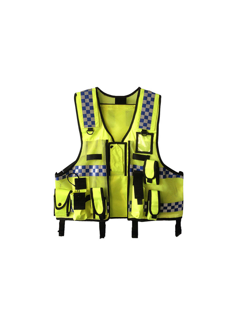 Protective Reflective Breathable Safety Vest With Pockets Green One Size